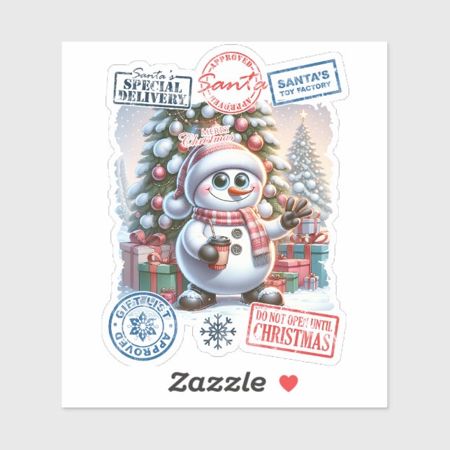 Fröhlicher Snowman Weihnachtsaufkleber Aufkleber (Blatt)