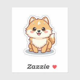 Fröhlicher Spitz, Bubbly Kawaii Charm, klein Aufkleber