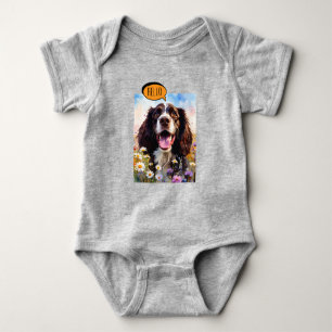Fröhlicher Springer Spaniel  in Aquarell Baby Strampler