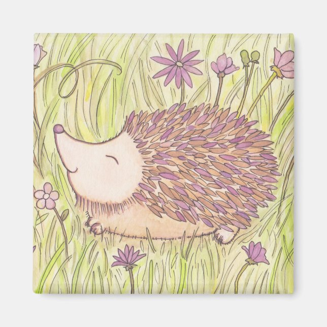 Fröhlicher Springtime-Igel Magnet (Vorne)