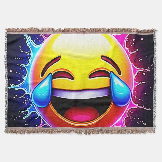Fröhlicher Spritzer: Lachende Emoji-Kunst Decke (Vorderseite)
