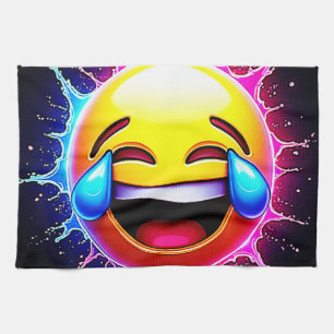 Fröhlicher Spritzer: Lachende Emoji-Kunst Geschirrtuch