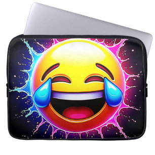Fröhlicher Spritzer: Lachende Emoji-Kunst Laptopschutzhülle