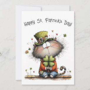 Fröhlicher St. Patrick's Day-Katze - Kitty-Grüße F Karte