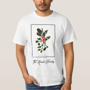 Fröhlicher Stechpalmen-Weihnachten personalisieren T-Shirt