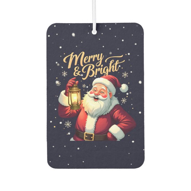 Fröhlicher, strahlender Santa mit Laternenillustra Autolufterfrischer (Vorderseite)