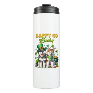 Fröhlicher süsser Husky St. Patricks Tag Thermosbecher