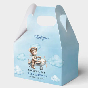 Fröhlicher Teddybär-Aviator Blau Braun Junge Showe Geschenkschachtel