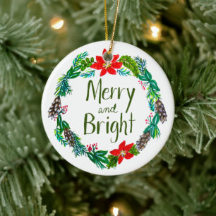 Fröhlicher und Helle Weihnachtsbaumkugel Keramik Ornament