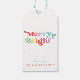 Fröhlicher und heller festlicher Farbenfroh Retro- Geschenkanhänger