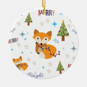 Fröhlicher und heller Fox Keramikornament
