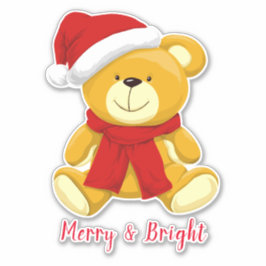 Fröhlicher und heller Niedlicher Weihnachtsbär Aufkleber