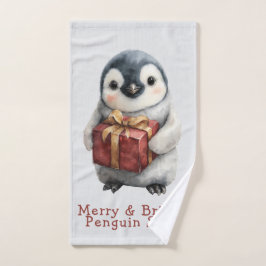 Fröhlicher und heller Pinguin-Weihnachten Badhandtuch Set