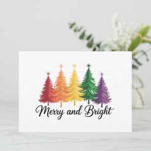 Fröhlicher und heller Regenbogen-Weihnachtsbaum Ga Einladung