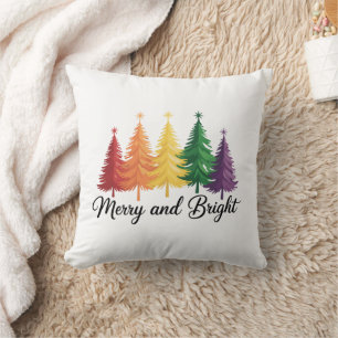Fröhlicher und heller Regenbogen-Weihnachtsbaum Ga Kissen