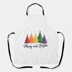 Fröhlicher und heller Regenbogen-Weihnachtsbaum Ga Schürze