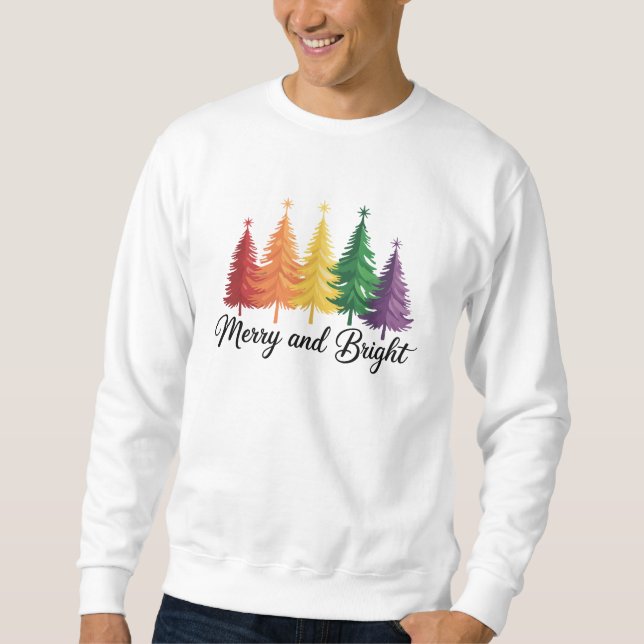 Fröhlicher und heller Regenbogen-Weihnachtsbaum Ga Sweatshirt (Vorderseite)