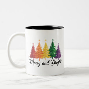 Fröhlicher und heller Regenbogen-Weihnachtsbaum Ga Zweifarbige Tasse