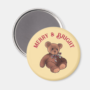 Fröhlicher und heller süßer Teddybär Winterurlaub Magnet