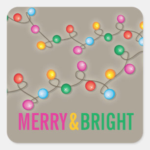 Fröhlicher und heller Weihnachtsanfang Quadratischer Aufkleber