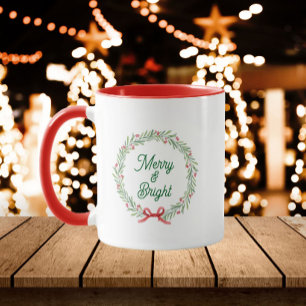 Fröhlicher und heller Weihnachtskranz Tasse