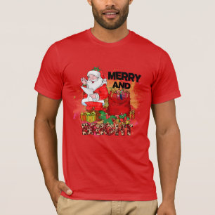Fröhlicher und heller Weihnachtsmann-Geschenksack T-Shirt
