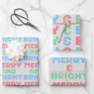 Fröhlicher und heller Weihnachtssüßer Geschenkpapier Set