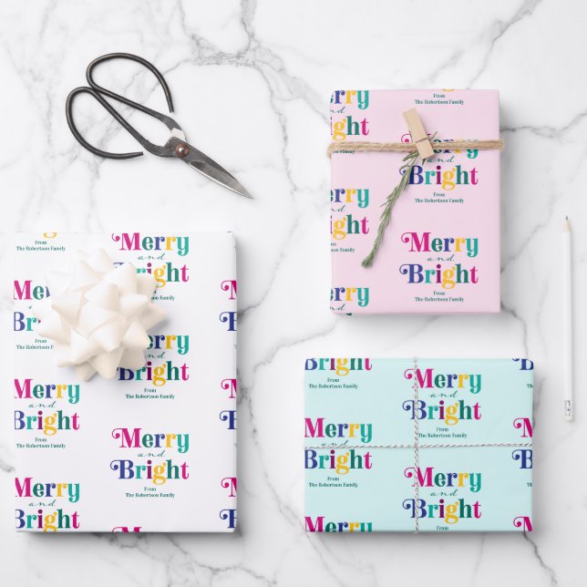 Fröhlicher und heller Weihnachtsurlaub Geschenkpapier Set (Vorderseite)