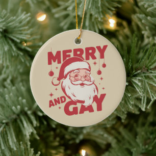 Fröhlicher und schwuler Weihnachtsmann Lgbtq Xmas Keramik Ornament