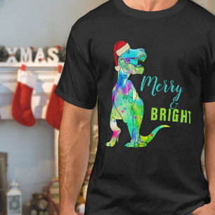 Fröhlicher und strahlender lustiger Weihnachtsdino T-Shirt