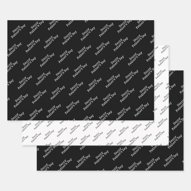 "Fröhlicher Vatertag" Schwarzer und weißer Hinterg Geschenkpapier Set (Set)