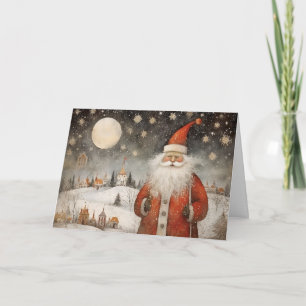 Fröhlicher verspielter Weihnachtsmann in einem ver Karte
