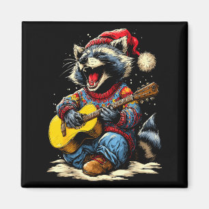 Fröhlicher Waschbär spielt Gitarre Tier Gitarrist Magnet