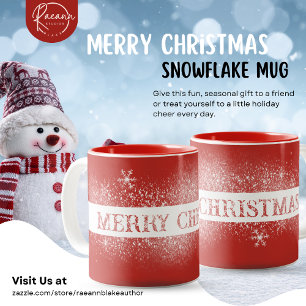 Fröhlicher Weihnachten Schneeflocken-Tasse Zweifarbige Tasse