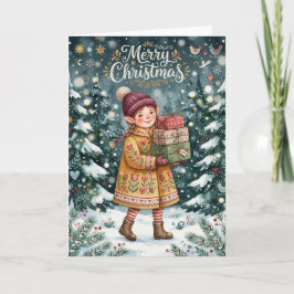 Fröhlicher Weihnachts-Elf Karte