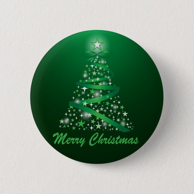Fröhlicher Weihnachts-Glow-Baum Button (Vorderseite)