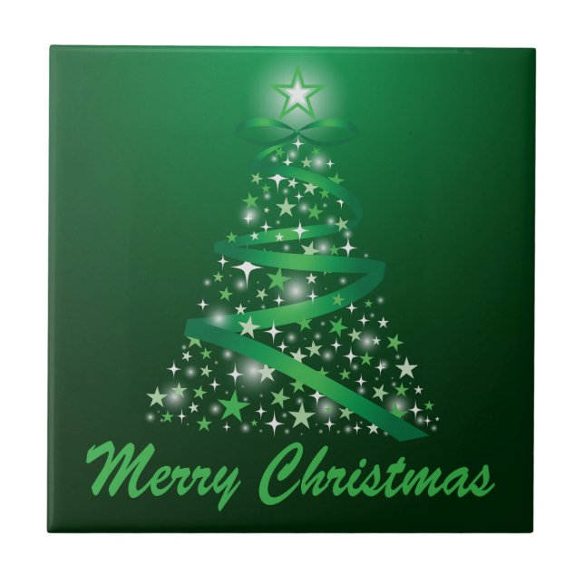 Fröhlicher Weihnachts-Glow-Baum Fliese (Vorderseite)