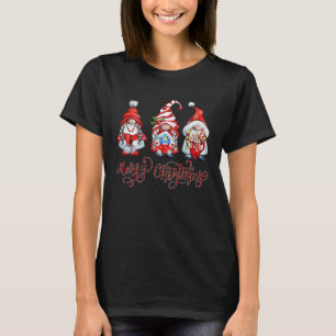 Fröhlicher Weihnachts-Gnom Büffel Kariert Rot Fami T-Shirt