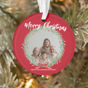 Fröhlicher Weihnachts-Kranz Foto Personalisiert Fa Ornament