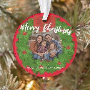 Fröhlicher Weihnachts-Kranz Foto Personalisiert Fa Ornament