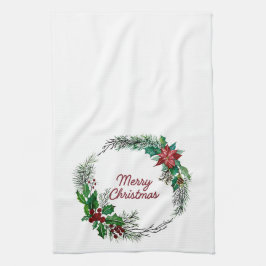 Fröhlicher Weihnachts-Kranz Küchenhandtuch Geschirrtuch