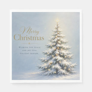 Fröhlicher Weihnachts-Schneebedeckte Tanne Serviette