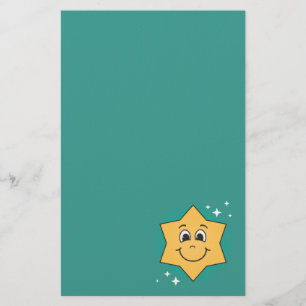 Fröhlicher Weihnachts-Smiley-Stern gelb blau Briefpapier