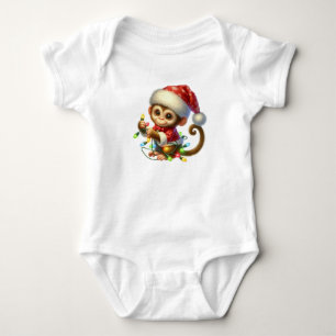 Fröhlicher Weihnachtsaffe Baby Strampler