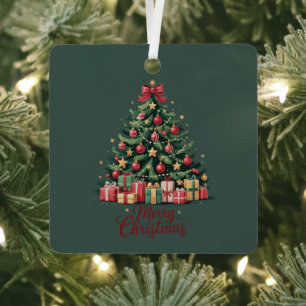 Fröhlicher Weihnachtsbaum Feiertag Winter Xmas Url Ornament Aus Metall