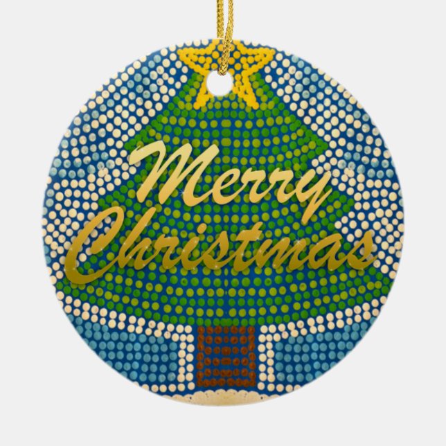 Fröhlicher Weihnachtsbaum - Punkt-Entwürfe durch Keramik Ornament (Vorne)