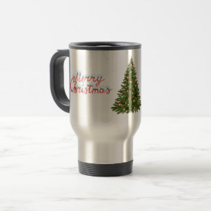 Fröhlicher Weihnachtsbaum Reisender Pendler Kaffee Reisebecher