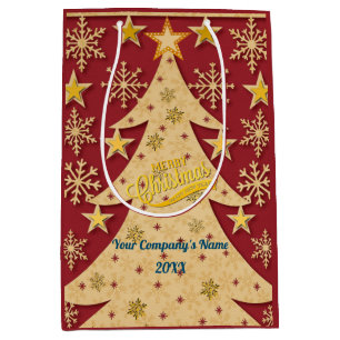 Fröhlicher Weihnachtsbaum, Schneeflocke- und Stern Mittlere Geschenktüte