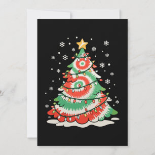Fröhlicher Weihnachtsbaum-Tie-Dye-Weihnachten Retr Einladung
