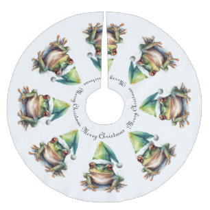 Fröhlicher Weihnachtsfrosch, individuell Polyester Weihnachtsbaumdecke